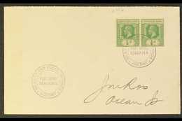 MAIANA  1938 (Dec) Envelope To Ocean Is Bearing KGV ½d Pair Tied By Fine Post Office Maiana Double Ring Undated Cds, Arr - Gilbert- En Ellice-eilanden (...-1979)