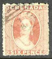 1863  6d Dull Rose Red "Chalon", Wmk Sideways, SG 8, Fine Used With Light Barred Cancel. For More Images, Please Visit H - Granada (...-1974)