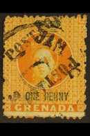 1883  Half Of 1d Orange Overprinted Diagonally, Unsevered Pair, SG 29a, Fine Used, With Royal Certificate. For More Imag - Grenade (...-1974)