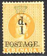 1886  1d On 4d Orange. Wmk Small Star, SG 39, Very Fine Mint. For More Images, Please Visit Http://www.sandafayre.com/it - Grenada (...-1974)
