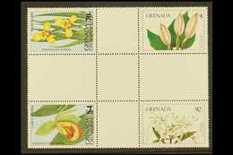 1984  90c (Spider Lily) And $4 (Giant Alocosa), Flowers, SG 1331/1332, These In A Cross Gutter Block In Combination With - Grenade (...-1974)