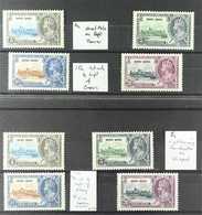 1935  Silver Jubilee, SG 133/136, Two Complete Sets Showing Various Identified Unlisted MINOR VARIETIES On The 3c, 5c, A - Altri & Non Classificati