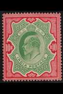 1902-11  10R Green And Carmine, SG 144, Very Fine Lightly Hinged Mint. Lovely! For More Images, Please Visit Http://www. - Other & Unclassified