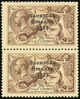 1922-23  2s6d Pale Brown Seahorse, Vertical Pair, One With NO ACCENT Variety, SG 64b + 64, Very Fine Mint, Normal Stamp  - Other & Unclassified