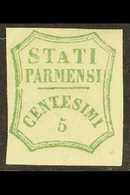 PARMA  1859 5c Blue Green, Provisional Govt, Variety "Short A", Sass 12b, Very Fine Mint, Large Part Og. Some Offsett On - Non Classificati