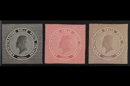 1864 PACKAGE SEAL ESSAYS.  An Attractive Trio Of Large Format Square Package Seal Essays In Black, Rose And Brown. Lovel - Sin Clasificación