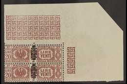 PARCEL POST  1945 20L Dull Purple Overprint (Sassone 59, SG P658), Superb Never Hinged Mint Upper Right Corner BLOCK Of  - Sin Clasificación