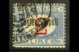 CONSTANTINOPLE  POSTAGE DUE 1922 2L Blue And Carmine, Sassone 5 (SG D104), Very Fine Used, Signed Sorani, E. Diena & Oli - Andere & Zonder Classificatie