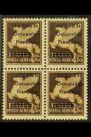 FRENCH OCCUPATION - FEZZAN  AIRMAIL 1943 50c Brown With "FEZZAN Occupation Francaise" Overprint, BLOCK OF FOUR, Sassone  - Autres & Non Classés
