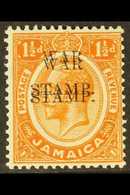 1917  1½d Orange War Stamp With OVERPRINT DOUBLE Variety, SG 74c, Very Fine Mint. For More Images, Please Visit Http://w - Jamaica (...-1961)