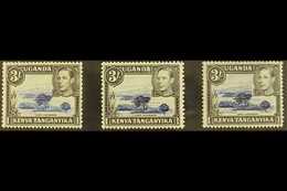 1938-43  3s Ultramarine And Black Perf 13 X 11¾, SG 147, 3s Deep Violet-blue And Black, SG 147a, Plus 3s Perf 13 X 12½,  - Vide