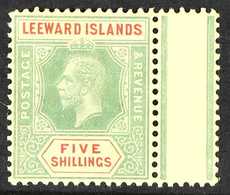 1912-22  5s Green And Red On Orange Buff, SG 57c, Very Fine Mint With Gutter Margin  at Right. For More Images, Please V - Leeward  Islands