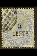 1885  3c On 5c Blue, SG 82, Very Fine Used. Elusive Stamp. For More Images, Please Visit Http://www.sandafayre.com/itemd - Straits Settlements