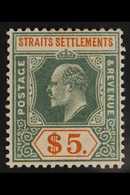 1902-03  $5 Dull Green And Brown-orange Wmk Crown CA , SG 121, Very Fine Mint. For More Images, Please Visit Http://www. - Straits Settlements