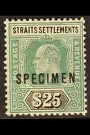 1904  $25 Grey Green And Black, Overprinted "Specimen", SG 139s, Fine Mint, Large Part Og. For More Images, Please Visit - Straits Settlements