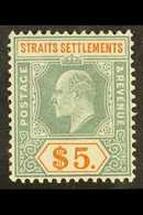 1904-10  $5 Dull Green & Brown-orange, Wmk Mult Crown CA, SG 138, Very Fine Mint. For More Images, Please Visit Http://w - Straits Settlements