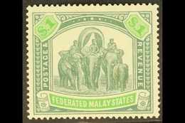 F.M.S.  1904-22 $1 Grey-green And Green Elephants, SG 48, Fine Mint.  For More Images, Please Visit Http://www.sandafayr - Otros & Sin Clasificación