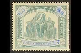 FEDERATED STATES  1904 - 22 $5 Green And Blue, Wmk MCA, Elephants, SG 50, Very Fine And Fresh Mint. For More Images, Ple - Other & Unclassified