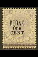 PERAK  1891 1c On 6c Lilac, SG 45, Very Fine Mint. For More Images, Please Visit Http://www.sandafayre.com/itemdetails.a - Altri & Non Classificati