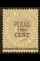 PERAK  1891 1c On 6c Lilac, SG 44, Very Fine Mint. For More Images, Please Visit Http://www.sandafayre.com/itemdetails.a - Andere & Zonder Classificatie