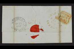 1841  (October) Wrapper To Huth In London, Showing Fine MAURITIUS POST OFFICE Cds In Black, Red "SHIP LETTER LONDON" Cds - Maurice (...-1967)