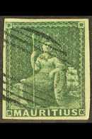 1858-62  (4d) Green Britannia, Imperf, SG 27, Very Fine Used, Four Clear Margins. Great Looker! For More Images, Please  - Mauricio (...-1967)