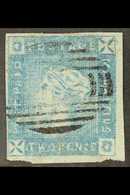 1859  2d Blue "Lapirot" Issue, Imperf, Intermediate Impression, Position 5, SG 38, Very Fine Used, Four Close To Large M - Mauricio (...-1967)