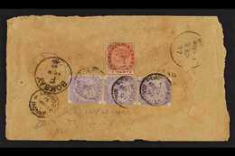 1895-97 COVERS TO INDIA  An Attractive Group Of Four Multi Stamped Envelopes, With Named Ships S.S. Brindisi, Hosseni, R - Maurice (...-1967)