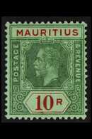 1919  10r Green On Blue-green (olive Back), SG 204a, Fine Mint. For More Images, Please Visit Http://www.sandafayre.com/ - Mauritius (...-1967)