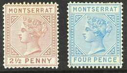 1880  2½d Red-brown And 4d Blue "CC", SG 4/5, Mint With Partly 'sweated' Gum. (2 Stamps) For More Images, Please Visit H - Montserrat