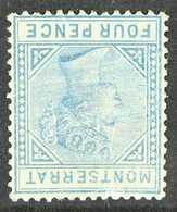 1880  4d Blue, Watermark Inverted, SG 5w, Unused With Some Surface Rubbing. For More Images, Please Visit Http://www.san - Montserrat