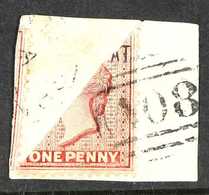 1883  1d Bisect, SG 1a, On A Piece Tied "A08" And Cds Tying Part Of Further Stamp Alongside, Cat £1400 On Cover. For Mor - Montserrat