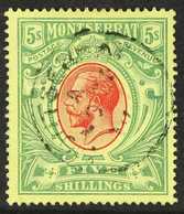 1914  5s Red And Green On Yellow, SG 48, Fine Cds Used. For More Images, Please Visit Http://www.sandafayre.com/itemdeta - Montserrat