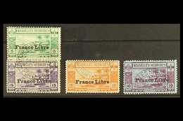 FRENCH 1941  France Libre Overprinted 5c To 15c And 10f, SG F65/67 & 76, Fine Cds Used. (4 Stamps) For More Images, Plea - Other & Unclassified