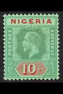 1914-29  10s Green & Red On Emerald (pale Olive Back), SG 11c, Fine Mint Part Og, Nice Centring, Very Fresh. For More Im - Nigeria (...-1960)