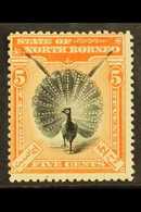1897  5c Black And Orange Vermilion, Bird Of Paradise, SG 100, Very Fine Mint. For More Images, Please Visit Http://www. - Bornéo Du Nord (...-1963)