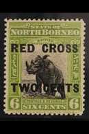 1918  6c + 2c Olive Red Cross, Variety "perf 14½-15, SG 221a, Very Fine Mint. For More Images, Please Visit Http://www.s - North Borneo (...-1963)