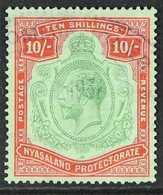 1921-33 VARIETY.  KGV 10s Green & Red/pale Emerald, Variety "Nick In Top Right Scroll", SG 113c, Fine Used With Very Lig - Nyassaland (1907-1953)