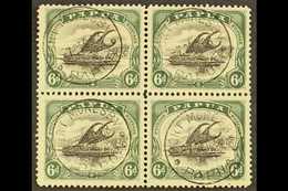1907-98  Small Papua, Watermark Upright Perf 11 6d Black And Myrtle Green, SG 53, Superb Cds Used Block Of Four, Port Mo - Papua Nuova Guinea