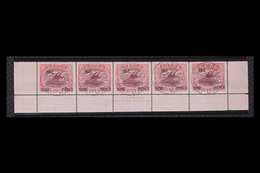 1931 ATTRACTIVE PART PANE  9d On 2s6d Maroon And Pale Pink (SG 124) Strip Of 5 With Selvedge To Three Sides, Harrison Pr - Papua Nuova Guinea