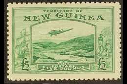 1935  £5 Emerald Green Air Bulolo Goldfields, SG 205, Fine Mint, Lovely Fresh Colour. For More Images, Please Visit Http - Papua Nuova Guinea
