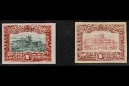 1906-10 ONE PESO PROOFS  Government Palace Asunción (Dated 1904) One Peso IMPERF PROOFS On India Card, As Scott 114/115, - Paraguay