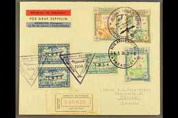 1934  Registerd Air Letter To Germany Franked 1p, 1p50 And 2p "Flag" Stamps Tied Various Cds Cancels Incl Condor, Luftha - Paraguay