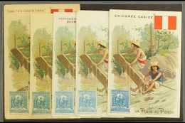 1908  Stamp Designs On Advertising Cards, ALL Different, Seldom Seen (5 Cards) For More Images, Please Visit Http://www. - Peru