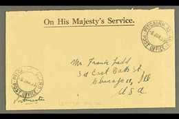 1953  (8 Jan) Stampless Printed 'OHMS' Envelope To Chicago With Two Fine Strikes Of "Pitcairn Island Post Office" Cds, E - Pitcairn Islands