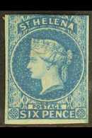 1856  6d Blue Imperforate, Large Star Wmk, SG 1, 3+ margins Just Touching The Frame Line At The Top, Mint With Large Par - Sint-Helena