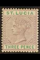 1886-87  3d Dull Mauve & Green, SG 40, Fine Mint, Very Fresh. For More Images, Please Visit Http://www.sandafayre.com/it - St.Lucia (...-1978)