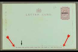 1914 LETTER CARD  1d Dull Claret On Blue, Inscription 90mm, H&G 1, Unused, Broken "T" In "...OPEN THE..." Some Very Ligh - Samoa (Staat)