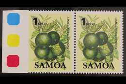 1983  1s Fruit Definitive, SG 647, Marginal Horizontal Pair, IMPERF Between Stamp And Margin, Never Hinged Mint. For Mor - Samoa (Staat)