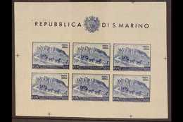 1951  75th Anniversary Of UPU 200L Air IMPERF complete Sheetlet Of Six, Sassone Foglietti 11, Very Fine Mint, The Stamps - Other & Unclassified